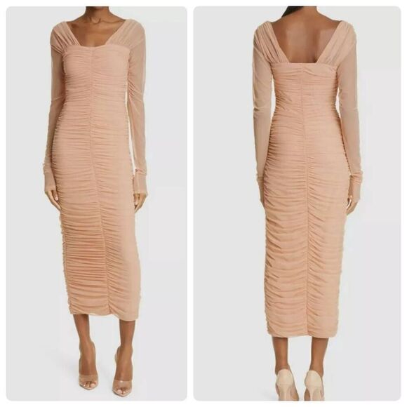 A.L.C. Pink Jackie Long Sleeve Ruched Midi Dress XS - Picture 1 of 7